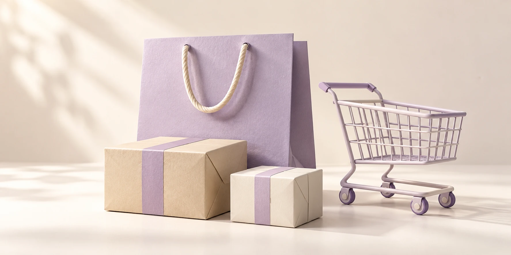 Shopping bags, parcels and a shopping cart
